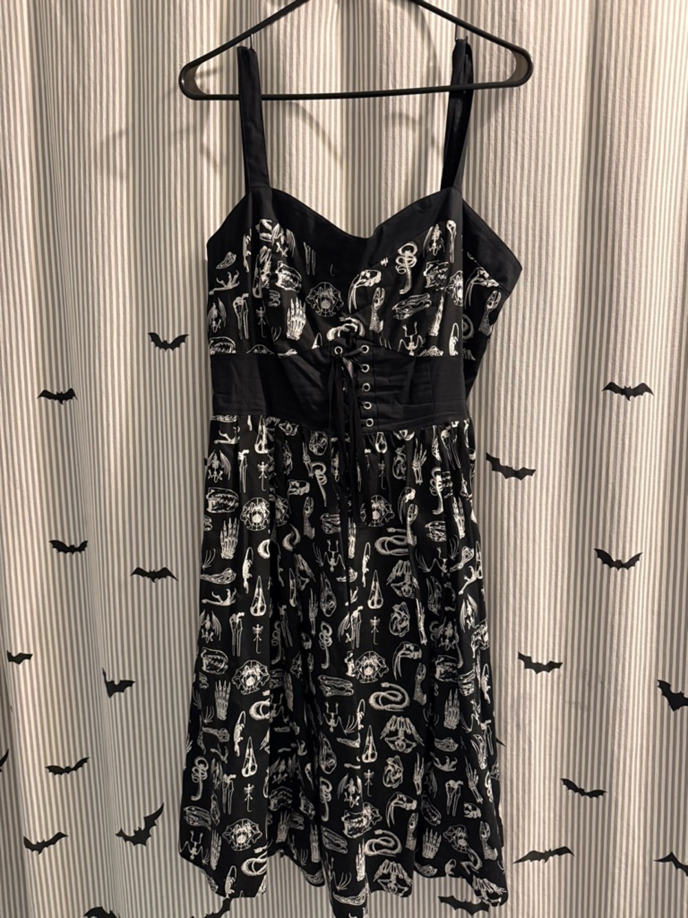 Black Animal Anatomy Retro Swing Dress Corset-Style Sundress